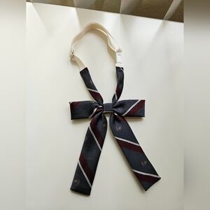 Pre-Tied Striped Bow Tie with Anchor Pattern